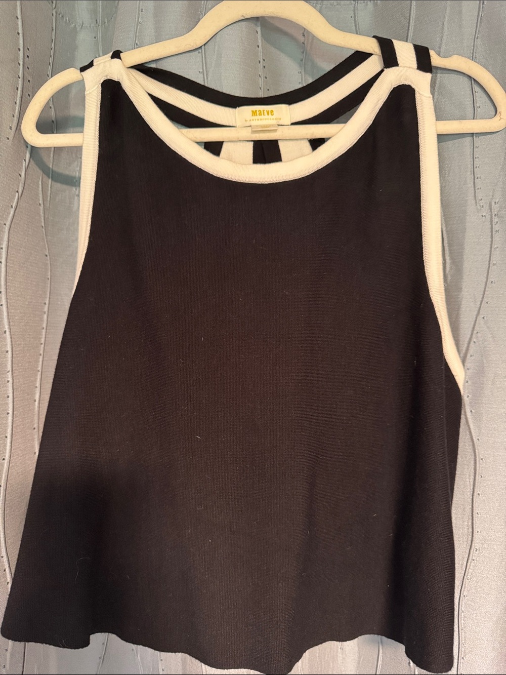 Maeve Black Tank with White Trim and Strappy Back